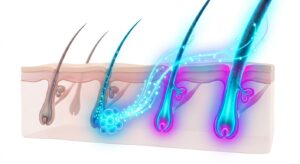 모낭 재생 및 줄기세포 작용 원리 3D 일러스트